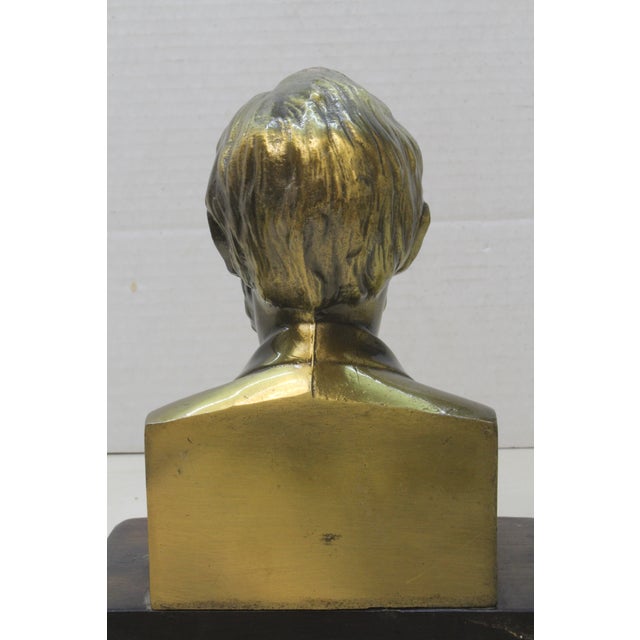 1960s Traditional Americana Solid Brass Abraham Lincoln Bust Bookends on Walnut Bases – A Pair For Sale - Image 15 of 15