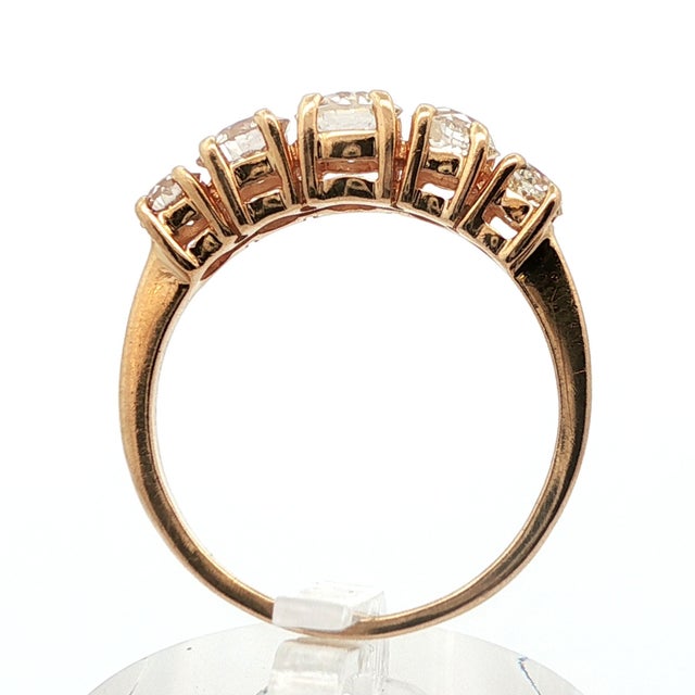 1900-1909 14k Yellow Gold Old European Cut Diamond Band Ring, Size 7 For Sale - Image 12 of 13