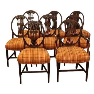 Set of Eight C. 1860 George III Style English Dining Chairs For Sale