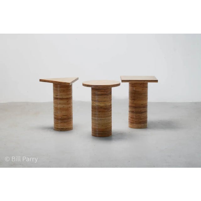Geo Series Rattan Brass Tables For Sale - Image 4 of 4