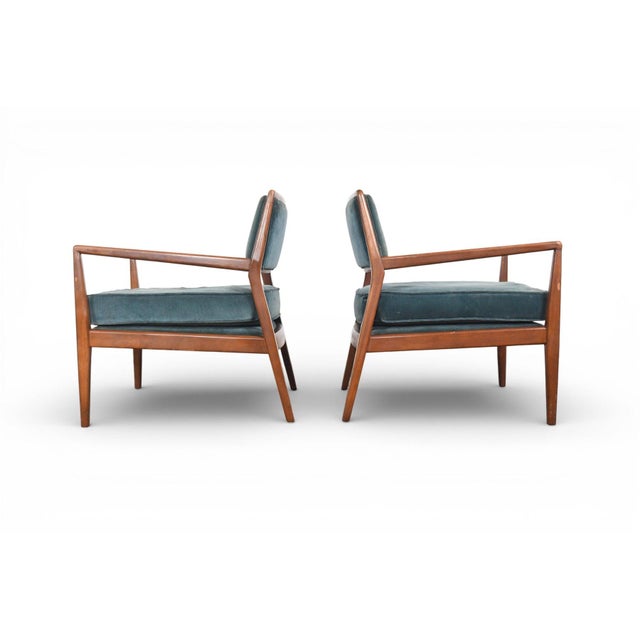 Pair of American Walnut Lounge Chairs, 1960s For Sale - Image 4 of 9