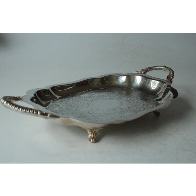 1950s Vintage - English Lancaster Silver on Copper Footed Serving Tray For Sale - Image 6 of 11