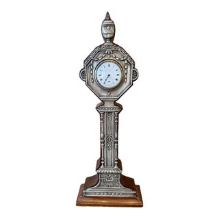 Early 20th Century Art Deco Sterling Silver & Wood Mantel Clock For Sale