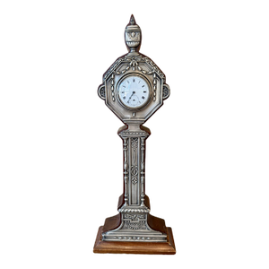 Early 20th Century Art Deco Sterling Silver & Wood Mantel Clock