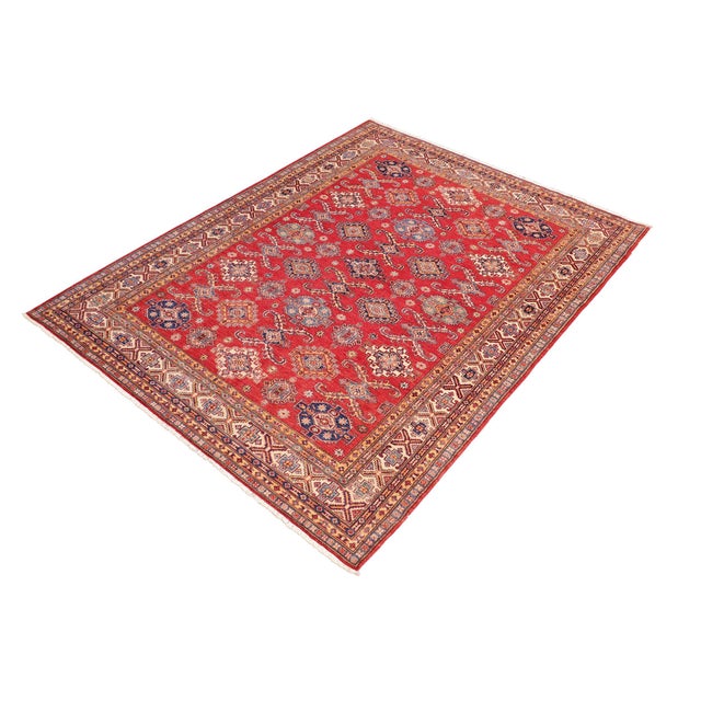 Tribal Southwestern Super Kazak Red/Beige Wool Rug - 8'3'' X 9'8'' For Sale - Image 3 of 10