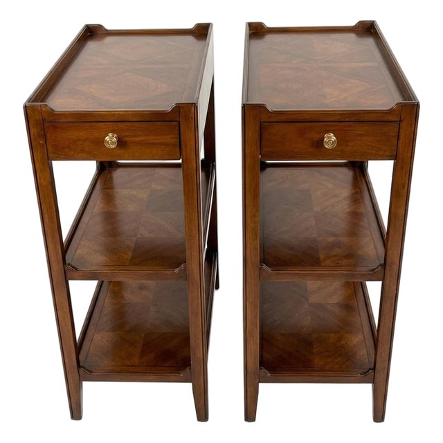 Sarreid Burled Walnut 3 Tiered End Tables For Sale
