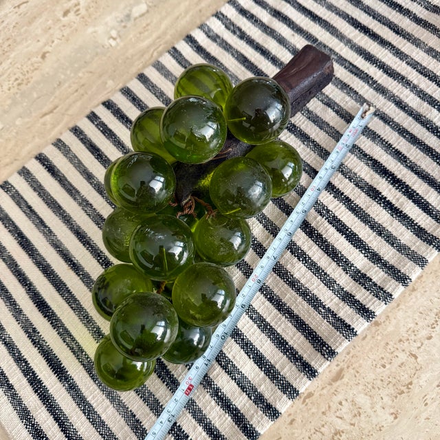 1970s Large 13.5” Mid Century Vintage Avocado Green Lucite Grape Cluster on Driftwood For Sale - Image 5 of 7