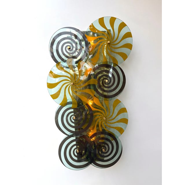 Contemporary Pair of Brass and Murano Glass Spiral Sconces, Italy For Sale - Image 6 of 14