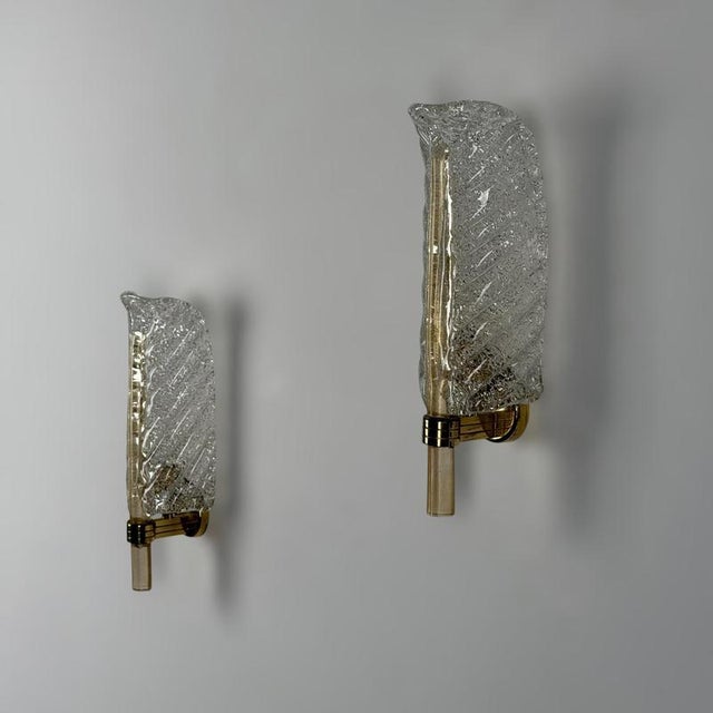 Feather Murano Glass Sconces from Barovier & Toso, 1971, Set of 2 For Sale - Image 6 of 18