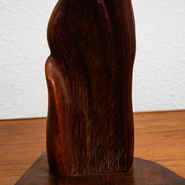 Brown Mid Century Modern Artisan Carved Abstracted Figure Sculpture Walnut Studio MCM For Sale - Image 8 of 12