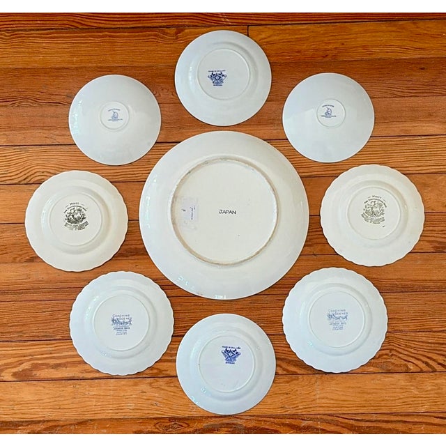 Mid 20th Century Blue and White Wall Plate Grouping / Collection - Set of 9 For Sale - Image 11 of 12