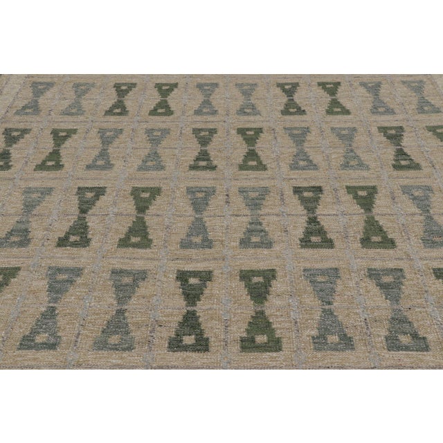 Rug & Kilim Rug & Kilim’s Scandinavian-Inspired Rug, Hourglass Geometric Patterns in Green For Sale - Image 4 of 10