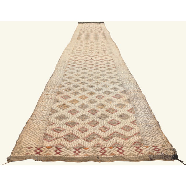Tribal Vintage Zemmour Moroccan Kilim Rug, 03'02 X 24'03 For Sale - Image 3 of 10