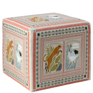 Cube Ottoman in Fauna Multi For Sale
