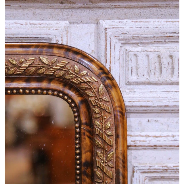 French 19th Century French Louis Philippe Faux Tortoiseshell Wall Mirror For Sale - Image 3 of 7