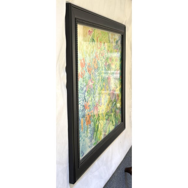 Original Framed Vibrant 'Field of Flowers' Watercolor Painting For Sale - Image 12 of 15