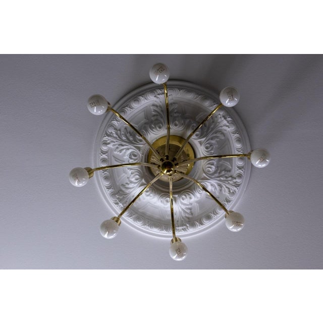 Mid-Century Modern Brass Eight-Light Sputnik Chandelier by Tz Leuchten, Germany, 1970s For Sale - Image 14 of 18