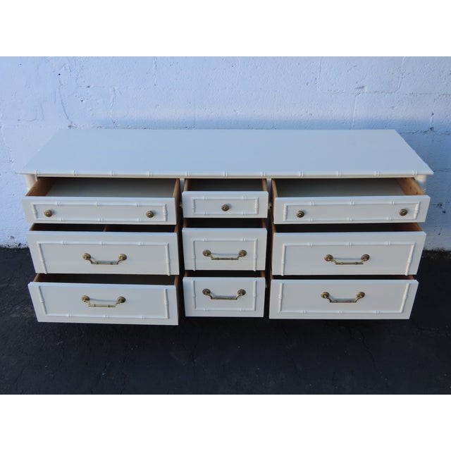 Thomasville Thomasville Hollywood Regency Faux Bamboo Painted Long Sideboard Dresser 6645 For Sale - Image 4 of 18