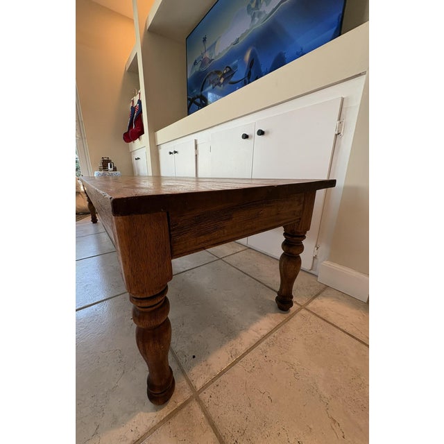 Vintage Solid Wood Xtra Long Coffee Table / Low Bench With Turned Legs in the Manner of Ralph Lauren For Sale - Image 16 of 18