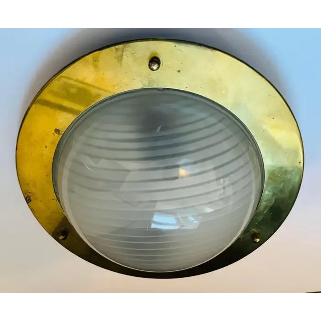 Brass Nautical Italian Mid-Century 1960s Flush Ceiling Lamp For Sale - Image 8 of 10