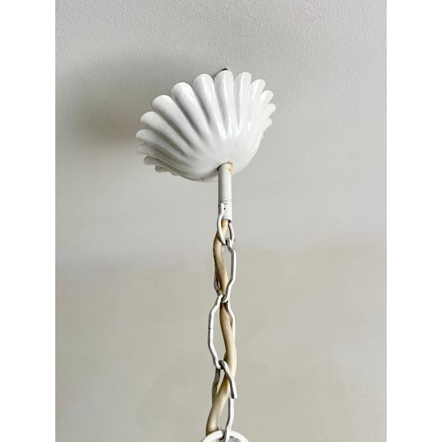 Italian White Tole Daisy 3-Light Chandelier, 1970s For Sale - Image 15 of 18