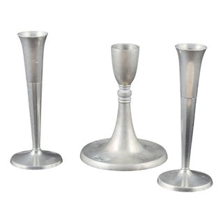 Pewter Candlesticks from Just Andersen and Selangor, 1930s, Set of 3 For Sale