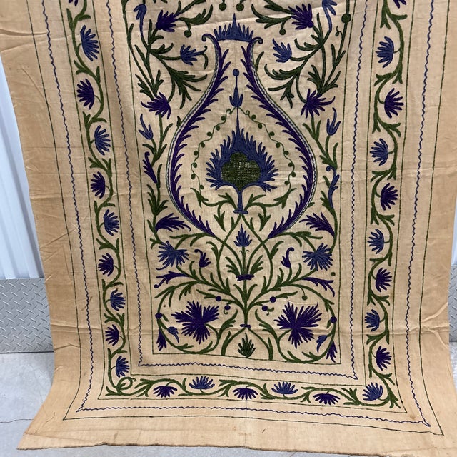 1940s Vintage Tree-of-Life Style Large Suzani Textile Embroidered Wall-Hanging For Sale - Image 5 of 7