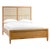 Warm finish oak wood frame and cane paneled queen sized bed frame. Natural tones and grain may vary with each piece....