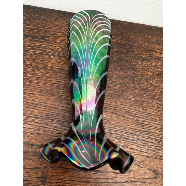 Iridescent Blown Glass Vase with Filigree Decoration, Italy, 1970s For Sale - Image 3 of 13