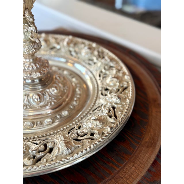 Silver Monumental Silvered Metal Figural Ewer & Underplate With Classical Relief Decoration For Sale - Image 8 of 11