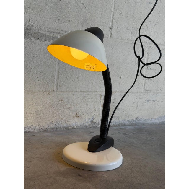 1980s White and Black Gooseneck Desk Lamp With Adjustable Arm For Sale - Image 10 of 10
