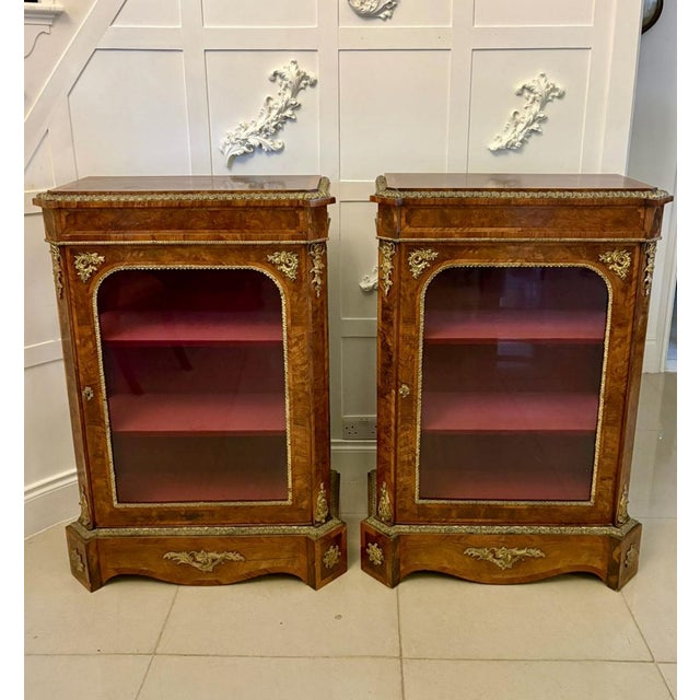 Antique Victorian Burr Walnut Pier Cabinets with Ormolu Mounts, 1860, Set of 2 For Sale - Image 16 of 16
