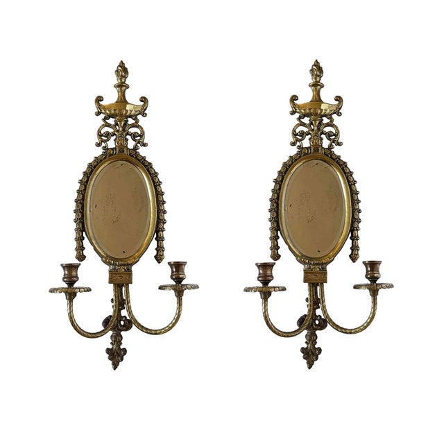 Brass Brass Wall Scomces Circa 1940’s - A Pair For Sale - Image 8 of 8