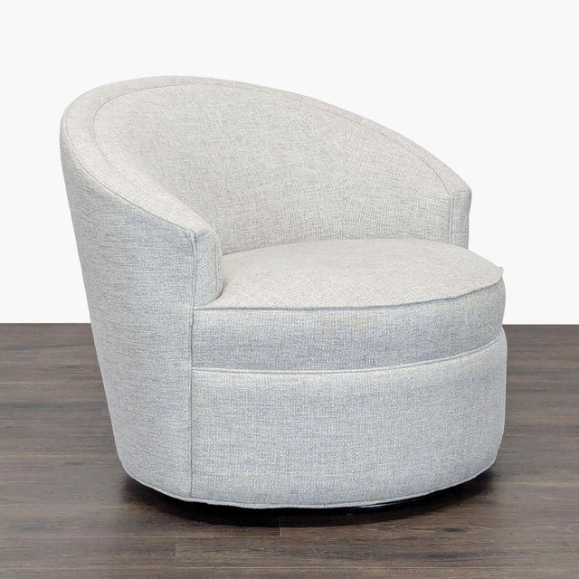 Modern Macy’s Maylah Modern Light Gray Swivel Lounge Chair With Curved Back For Sale - Image 3 of 9