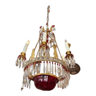 Early 19th Century Empire Style Gilt-Brass and Glass Chandelier For Sale