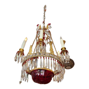 Early 19th Century Empire Style Gilt-Brass and Glass Chandelier