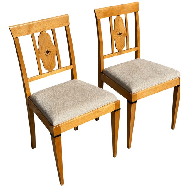 Biedermeier Pair of Antique Austrian Biedermeier Style Side Chairs For Sale - Image 3 of 5