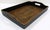 The product is an antique Japanese kanji calligraphy wood serving tray, originating from Japan. The tray features a brown...