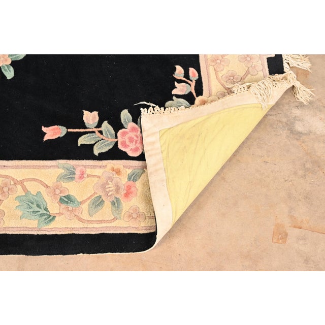 Black Vintage Hand Made Chinese Sculpted Wool Area Rug For Sale - Image 8 of 11