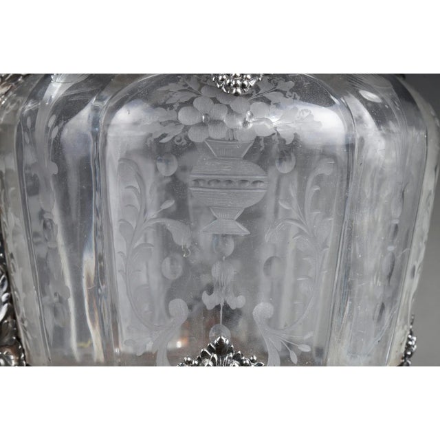 19th Century Silver & Crystal Engraved Ewer, Set of 2 For Sale - Image 10 of 18