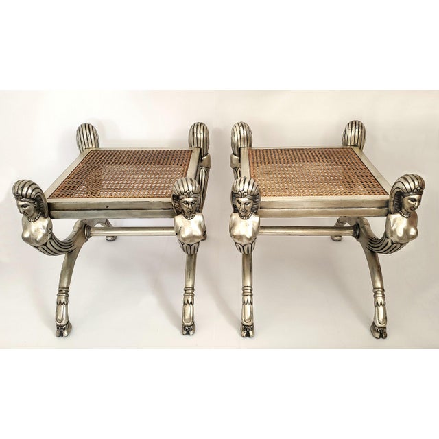 Silver Benches With Upholstered Cushions Pair For Sale - Image 8 of 18