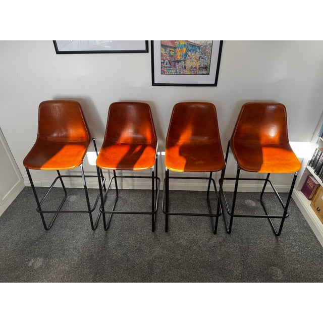 1970s Vintage Industrial Bar Stools 72cm Seat – Original Patina – Set of 4 For Sale - Image 5 of 16