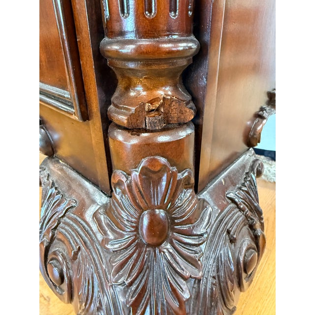 Sligh Carved Mahogany Leather Top Desk For Sale - Image 10 of 12
