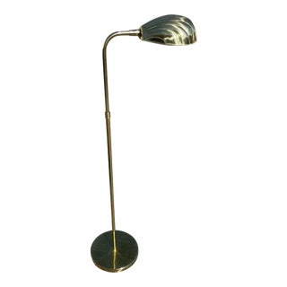 Vintage 1980s Extendable Brass Clam Floor Lamp For Sale