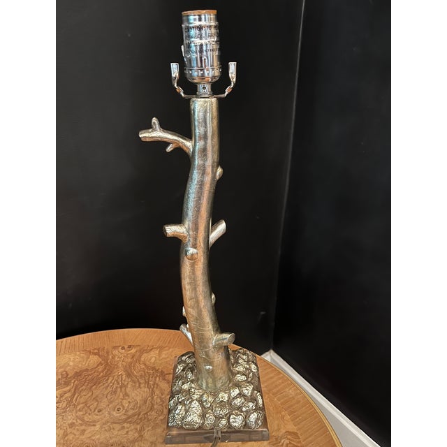 Contemporary Currey & Co. Organic Modern Warm Silver Finished Tree Branch Table Lamp For Sale - Image 3 of 7
