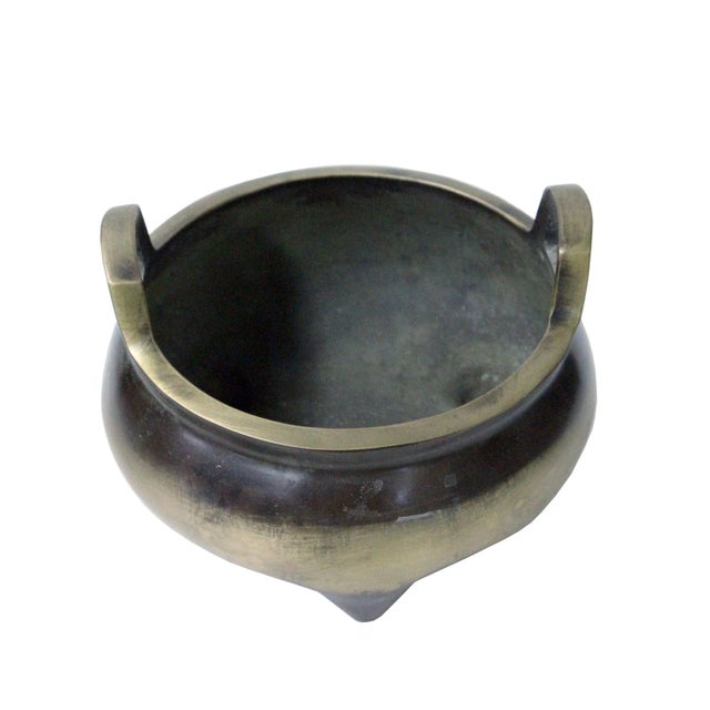 Chinese Oriental Bronze Metal Incense Burner Accent For Sale - Image 4 of 6