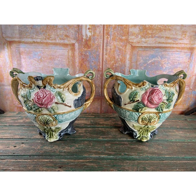 Barbotine Jardinieres from Onnaing, France, 1890, Set of 3 For Sale - Image 11 of 18