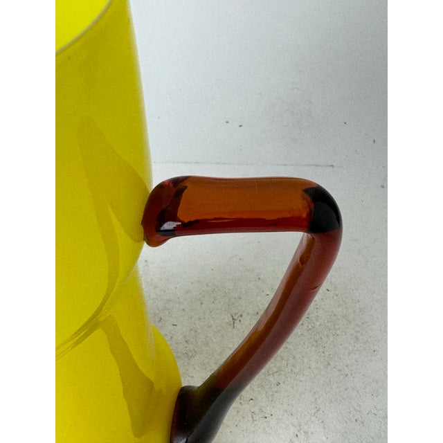1980s Vintage Yellow and Red Empoli Cased Italian Glass Pitcher For Sale In San Francisco - Image 6 of 11