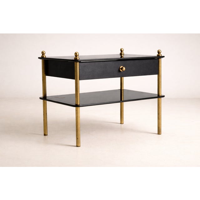 1970s Glass and Brass Side Table with Drawer, 1970s For Sale - Image 5 of 6