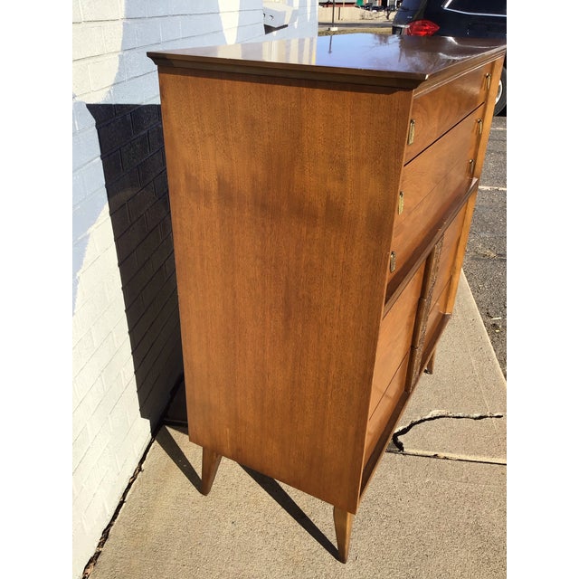 Vintage Circa 1960 Mid-Century Modern Bassett "Mayan" Chest of Drawers. For Sale - Image 10 of 11